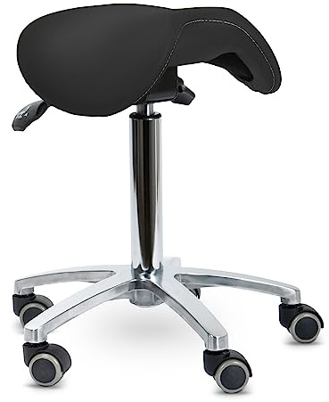 Teqler Drehhocker mit kippbarem Sattelsitz Schwarz