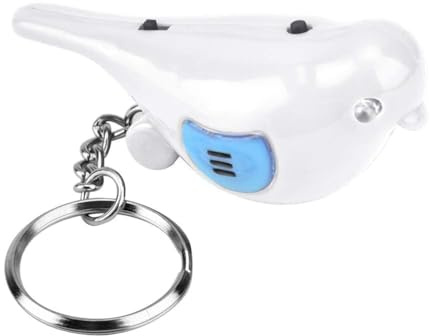 Schlüsselfinder, Vogel-LED-Pfeife, Schlüsselfinder, Sprachsteuerung, Vogelform, Schlüsselanhänger, Mini-Schlüssel, Anti-Verlust-Tracer, Finder Mit LED-Licht, Schlüsselanhänger Mit Batterie (Weiss)