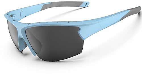 HAAYOT Polarisierte Sonnenbrille Männer Frauen Radfahrer Brille Sport Sonnenbrille Leichtes haltbarer flexibler TR92 -Rahmen MTB -Schutzbrillen fischen Fahren Fahren Wandern, matthimmelblau & grau