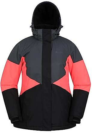 Mountain Warehouse Moon Damen-Skijacke - Schneedicht, Mikrofaser-Isolierung, winddichte Winterjacke, warm, verstellbare Kapuze - Ski-Bekleidung für den Snowboard-Urlaub Intensiv Pink Damengröße EU 46