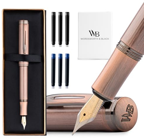 Wordsworth & Black Mini Pluma Estilográfica de Bolsillo, Plumín Medio, Cobre