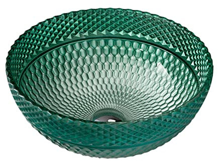 CIRONI Badezimmer-Waschbecken, grün, Waschbecken aus gehärtetem Glas, runde Form, künstlerisches Waschbecken, Aufsatzwaschbecken für Badezimmer mit Pop-Up-Ablauf, Waschbecken