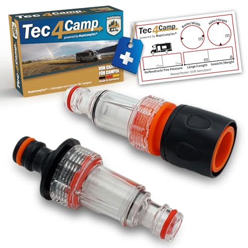 MaJoCompTec® DUOCLEAN Wasserfilter Set | Vorfilter für Hochdruckreiniger | Schmutzfilter mit Filtereinsatz 0,15 mm | Wohnmobil Caravan Boot Garten Zubehör (Kompakt Filter-Set mit Anschluss)