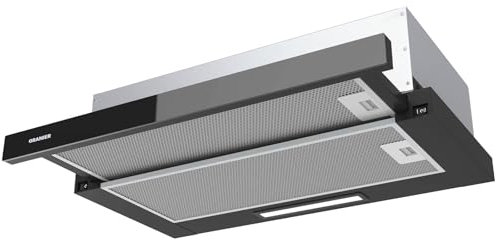 Oranier Einbau Dunstabzugshaube 60 cm FLA460 - Umluft Abzugshaube mit ausziehbarer Glasblende - Dunstesse mit 2 Leistungsstufen - Flachschirmhaube