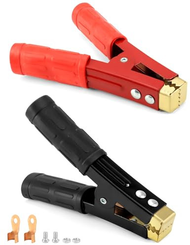 QWORK® 2 Pezzi 1000A Morsetti a Coccodrillo per Batteria, Morsetti a Coccodrillo con Copertura Isolante per Cavi di Avviamento per Auto