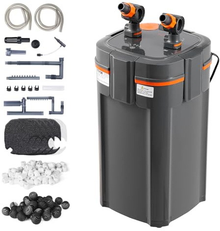 VEVOR Akvariefilter 660 GPH, 5-stegs behållarfilter 235 gallon, ultratyst internt akvariefilter med UV-skydd, nedsänkbart kraftfilter med flera funktioner för akvarier, 25 W