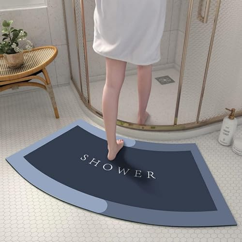 YZBBSH Corner Shower Mats Non Slip,Quadrant Curved Shower Mat,Absorbent Diatom Mud Quick Drying Non-Slip Bath Mat,Anti-Slip Curved Bathroom Carpet Rugs For Home Hotel (C)