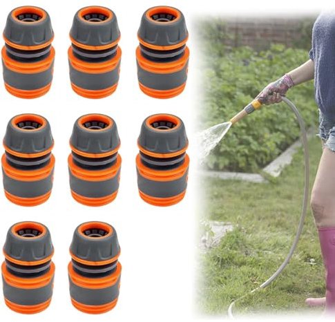 NAROSEBE 8 PCS Conector Stop Manguera, Conector de Manguera 1/2, Acoplamiento Rápido Manguera, Adaptador Conector Manguera Jardin, Accesorios Manguera Jardin para Grifo para Mangueras de jardín