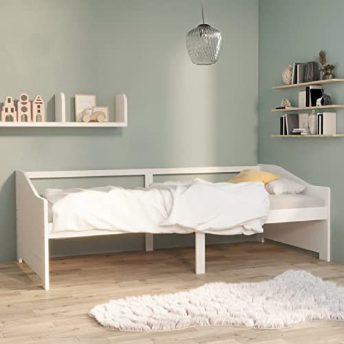 LAPOOH Tagesbett 3-Sitzer Weiß Massivholz Kiefer 90x200 cm, Schlafsofa, Daybed, Bettsofa, Sofa Bed, Sofabett, Schlafcouch, Jugendbett, Bettgestell, Bettcouch - 322165