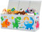 Grande Boîte à Jouets avec Couvercle pour Enfants, Coffre de Rangement Pliable Oxford avec Poignée, Imperméable Anti-poussière Boîte de Rangement pour Filles Garçons, 96×32×40 cm (Dinosaure Gris)