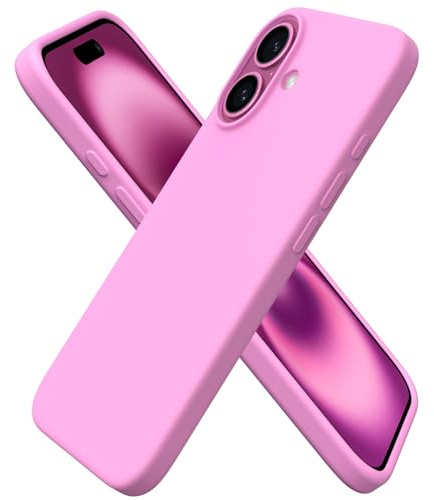 ORNARTO Kompatibel med iPhone 16 fodral 6,1 tum, smal flytande silikon 3 lager fullt täckt mjukt gelgummi 16 telefonfodral fodral 6,1 tum – körsbärsblom