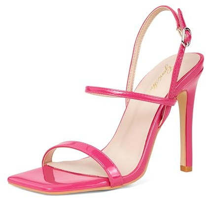GENSHUO Damsandaler med klack, 11 cm hög klack, klackskor dam, peep toe och ankelremmar, eleganta skor dam för fest balklänning, EU 36–42, ROSA, 37 EU