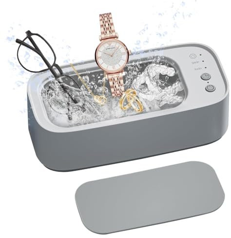 Ltmxy Professional Ultrasonic Jewelry Cleaner Machine, 45KHz, Three-Speed Mode Portable Sonic Cleaner Machine with Suction Cup Base for Eye Glasses, Watches, Earrings, Ring, Necklaces，Makeup Brush
