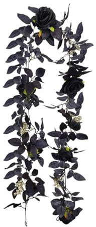RXMORI Künstliche Schwarze Ahornblatt-Ranke, Schwarze Blattgirlande, Halloween, Künstliche Hängende Herbstlaub-Ahornreben, Herbst-Blumengirlanden, Herbstgirlande, Dekoration für