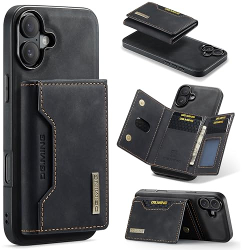 ZCDAYE for iPhone 16 Case with Magnetic Wallet, Black | Premium Leather Phone Case with Card Holder, Powerful Magnets, Practical Cases for Women Man, Durable Protective Phone Cover