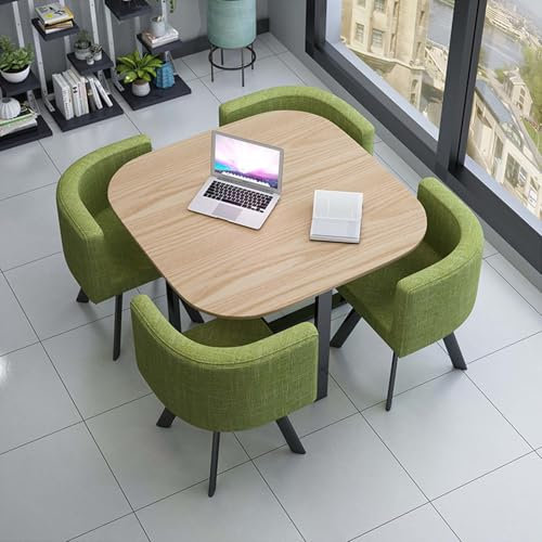 Generisch Rund/Quadratisch Esstisch-Set Mit StüHlen Mehrzweck Moderner Empfangstisch Und Stuhlkombination Und 4 StüHle-Set KüChentisch-Set Aus Holz FüR Esszimmer,18,80cm