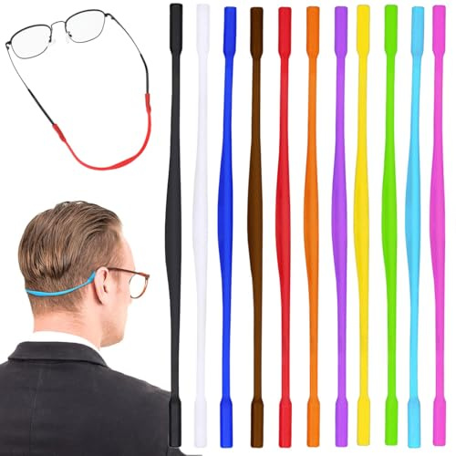 COYUN Cinturino per Occhiali, 12 Pezzi Laccio Occhiali, Antiscivolo in Elastico per Occhiali Cinturino per occhiali sportivi, da sole e da vista,Catena Occhiali Donna Uomo(12 Colori)