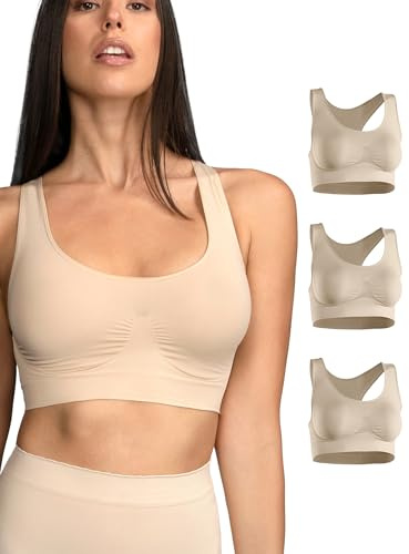 Bodyeffect - 1-3 st amerikansk skuren kroppsformnings-sport-bh utan bygel extra komfort Art. 110590, 3 st skal, S-M