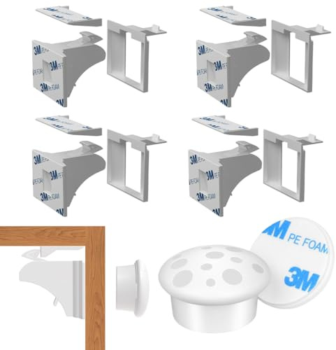 WUSJCOF 4 serrature con 1 chiave, sicurezza bambini, serratura magnetica per armadi, protezione invisibile, installazione senza fori e viti, blocco cassetti e armadio, chiave magnetica (bianco)