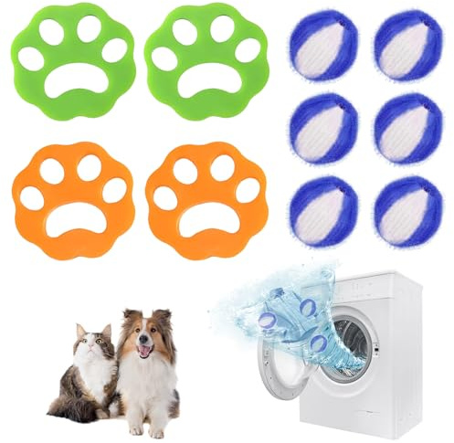 10 Stücke Tierhaarfänger Waschmaschine, Tierhaarentferner Fusselentferner Wiederverwendbar Haarfänger, für Hunde Katzenhaare, Waschmaschinenfilter Gegen Flusen