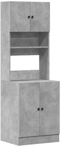 Armadio da cucina vitaXL 60x50x180cm grigio cemento, armadio cucina con ante e cassetti, legno lavorato durevole e resistente all'umidità