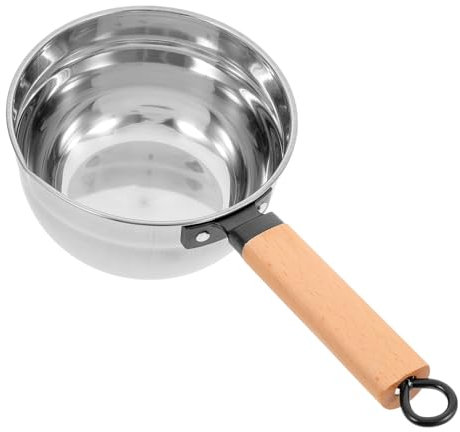 CIYODO 1pezzi Mestolo Per in Acciaio Mestoli Cucina Multifunzionali Manico in Legno Resistente Corrosione e Non Deformato Uso Prolungato