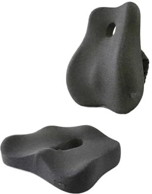 Cuscino ortopedico in memory foam per massaggio lombare, sedia da ufficio, sedile auto, supporto per glutei (nero)