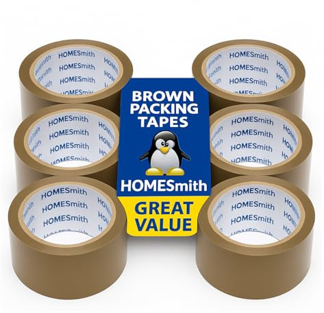 HomeSmith Paketklebeband, Braun, 24 Rollen, starkes Klebeband, 48 mm x 50 m, ideal für Umzugskartons, Aufbewahrung zu Hause und im Büro