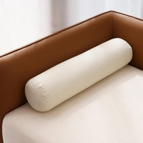 AQIGR Lange Nackenrolle 15x60 20x80 20x120 cm, weich u. formstabil, Füllkissen aus flauschigem Schaumstoff, Nacken Beinkissen für Bett und Couch(Off White,20x80cm)