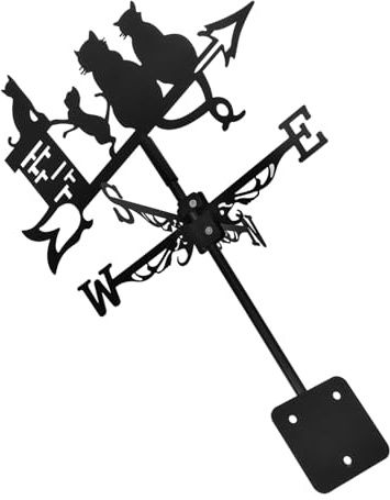 ibasenice Veleta de Metal para con Diseño de Gato Indicador de del Viento para Decoración Exterior Instalación y Resistente y Duradero Accesorio para Patio y Color Negro