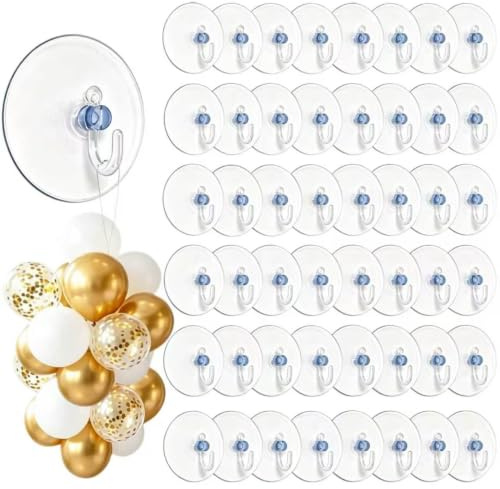 ZhongShuang 60 Stück Saugnapf Haken Transparente Saughaken,4cm Wandhaken Mit Saugnapf,für Fenster Glas Bad Küche Badezimmer