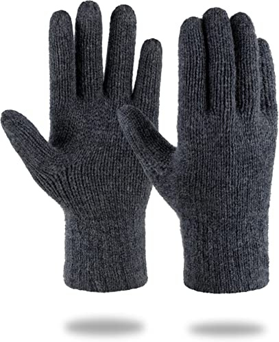 normani Merinohandschuhe Wollhandschuhe Outdoor Winterhandschuhe Strickhandschuhe Fingerhandschuhe aus 100% Merinowolle für Damen und Herren Anthrazit L/XL