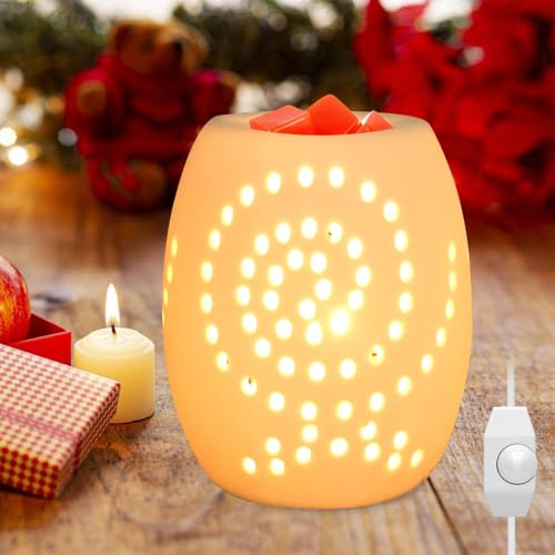 Calentador de cera - Lámpara aromática de cerámica, lámpara aromática eléctrica, lámpara aromática para cera aromática, lámpara aromática de cerámica, aroma de habitación con vela de té, calentador de