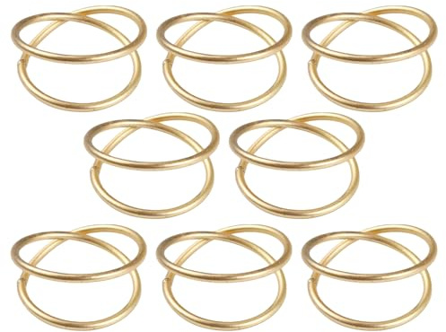Anillos de Servilleta Dorados de Aleación, 8 Piezas, Doble Círculo