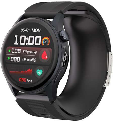 iSo Tech Smartwatch mit luftpumpe & Blutdruckmessung EKG S200 | 1,56 AMOLED Display, Herzfrequenz SpO2 Schlaf HRV Stress Monitor, Anruf- & Nachrichtenbenachrichtigungen, Keine Abo