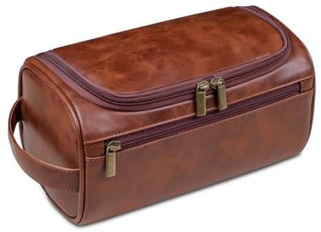 Kulturbeutel für Herren,kleine Reisetasche aus Leder mit Aufhängehaken