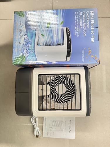 LIYJTK Aire acondicionado portátil, ventilador de refrigeración eléctrico de escritorio, modos de niebla de pulverización duales