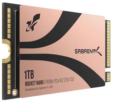 SABRENT Rocket 2242 - Unità SSD NVMe da 1 TB, PCIe 4.0 x4 M.2 2242, NAND TLC, fino a 7300 MB/s in lettura e 6400 MB/s in scrittura, SSD compatto per laptop, mini PC e dispositivi portatili (SB-2742