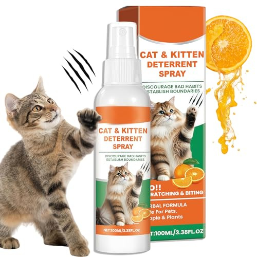 SHELUM CAT & KITTEN DETERRENT SPRAY, For Indoor Use, Safe & Effective | Protects Furniture, Sofas, Rugs & Restricted Areas, New Formula For Better Behavior Training, 100ml