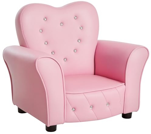 HOMCOM Kids Armchair Toddler Chair Seating Relax Playroom Seater Girl Princess Pink