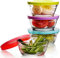 CRYSTALIA Round Glass Bowls with Lids, Set of 4, 250ml Dessert and Salad Bowls, Stackable Food Storage Containers