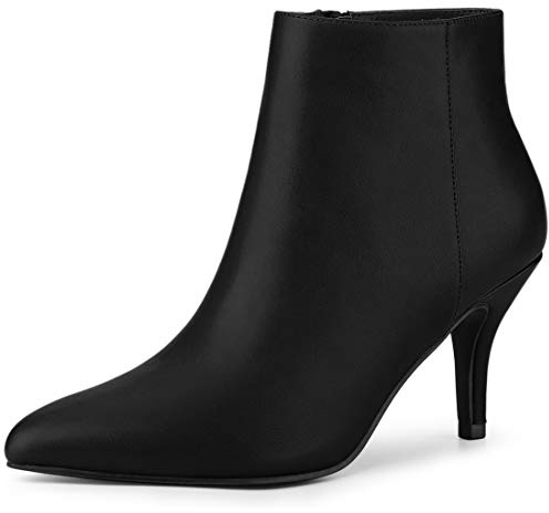 Allegra K Women's Pointed Toe Zipper Stiletto Heel Ankle Boots Black 6 UK/Label Size 8 US