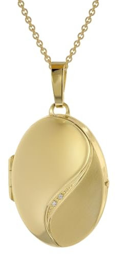 trendor Halskette mit Medaillon-Anhänger Silber 925 gold plattiert 39660-45 45 cm