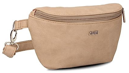 Zwei Damen Hip Bag Mademoiselle.M MH4 Bauchtasche 25 cm 1 Liter aus hochwertigem Kunstleder, Crossbody Bag wasserabweisend, 3-in-1 Bequeme Brusttasche, Gürteltasche & Hüfttasche (Nubuk-Sand)
