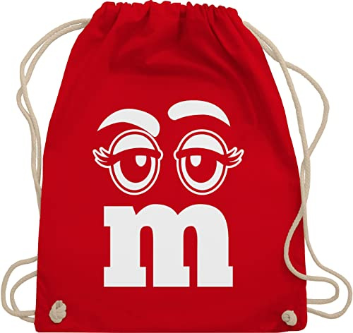 Turnbeutel Rucksack - & Fasching - Taschen - M und M Augen Karneval I Fastnacht I Fasnacht I Fasnet - Unisize - Rot - gym bag festival karnevalsbeutel faschings mm juterucksäcke festivaltasche