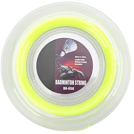 LANTRO JS Fluoreszierende gelbe Badmintonschläger-Schnurrolle, 0,72 mm dick, 200 m lang, ideal für das tägliche Amateur-Training