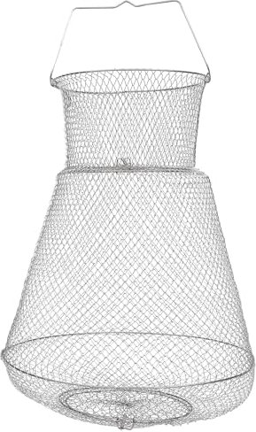 Fishing Cage in Acciaio Inox Argento, Cestino Porta Pesci