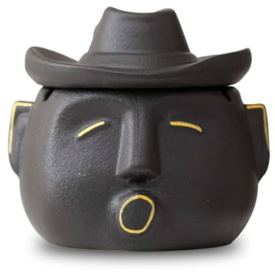 TYMYYS Aschenbecher Mit Deckel Groß, Windaschenbecher Für Draußen, Aschenbecher Keramik, Windaschenbecher Keramik, Aschenbecher Geruchsdicht-Cowboy-klein, FK2BCC222KCC22R