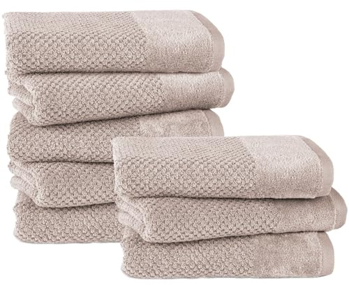 Pure Label Handtuch 50x100cm 8er-Pack aus 100% Baumwolle - Stein | Waschbar bis 60°C, trocknergeeignet - weich & saugstark