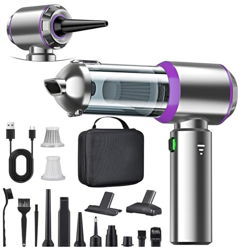 Aspirapolvere a mano, a batteria, 4 in 1, senza fili, 22000 PA, vincitore del test della batteria, 3 marce, 200000 giri/min, mini aspirapolvere per auto, cucina, PC, divano, ufficio e pulizia dei peli